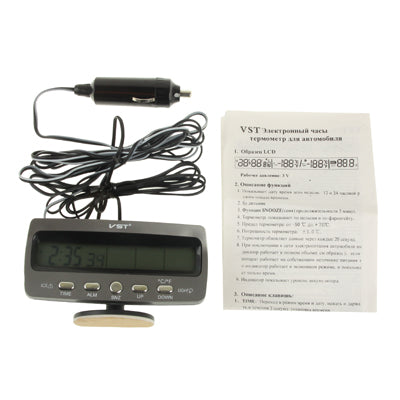 3.6 inch LCD Car Digital Thermometer with Time / Date / Week / Alarm / Car Storage Battery Voltage Display(Black) - In Car by buy2fix | Online Shopping UK | buy2fix