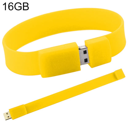 16GB Silicon Bracelets USB 2.0 Flash Disk(Yellow) - USB Flash Drives by buy2fix | Online Shopping UK | buy2fix