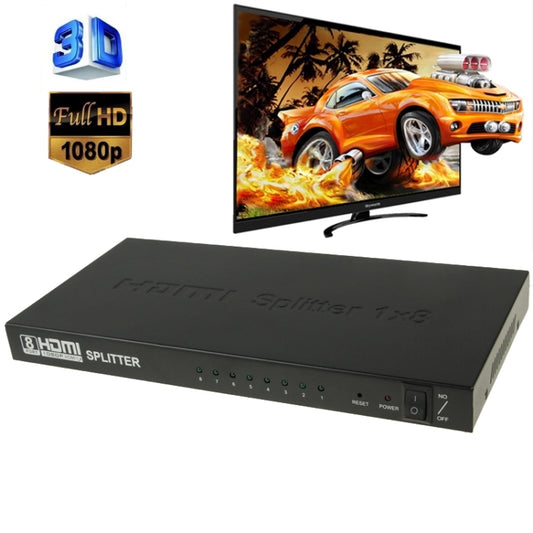 V1.4 Full HD 1080P 1 x 8 HDMI Amplifier Splitter, Support 3D(Black) - Splitter by buy2fix | Online Shopping UK | buy2fix