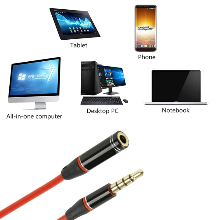 1.2m Aux Audio Cable 3.5mm Male to Female, Compatible with Phones, Tablets, Headphones, MP3 Player, Car/Home Stereo & More(Red) - Cable & Splitter by buy2fix | Online Shopping UK | buy2fix