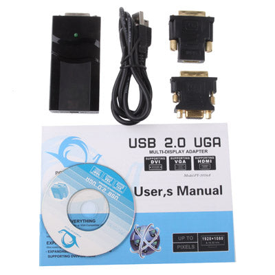 USB 2.0 to DVI / VGA / HDMI Display Adapter, Support Full HD 1080P, Expandable up to 6 Display Units -  by buy2fix | Online Shopping UK | buy2fix