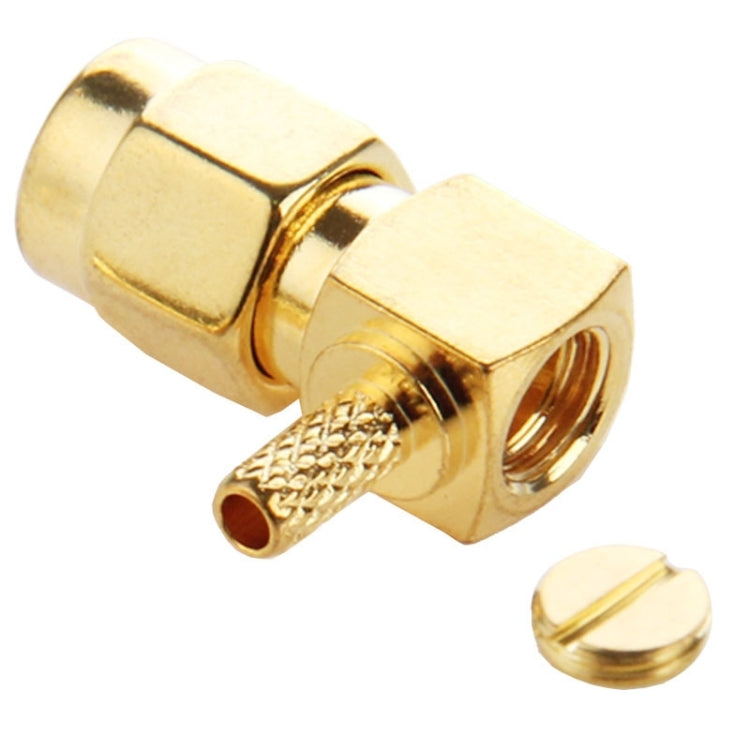 10 PCS Gold Plated Crimp SMA Male Plug 90 Degree Right Angle RF Connector Adapter for RG174 / RG316 / RG179 Cable - Connectors by buy2fix | Online Shopping UK | buy2fix