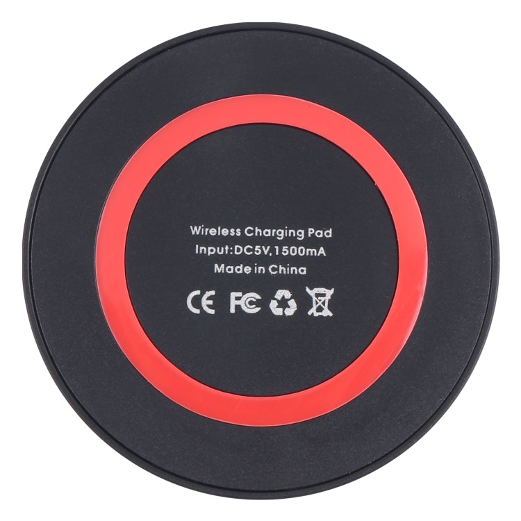 Universal QI Standard Round Wireless Charging Pad (Black + Red) - Wireless Charger by buy2fix | Online Shopping UK | buy2fix