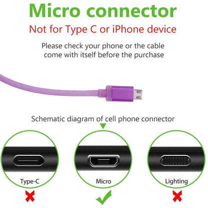 25cm Net Style Metal Head Micro USB to USB 2.0 Data / Charger Cable(Purple) - Micro USB Cable by buy2fix | Online Shopping UK | buy2fix