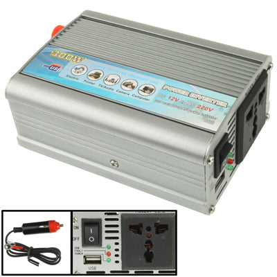 300W DC 12V to AC 220V Car Power Inverter with USB Port and Car Charger(Silver) - Others by buy2fix | Online Shopping UK | buy2fix