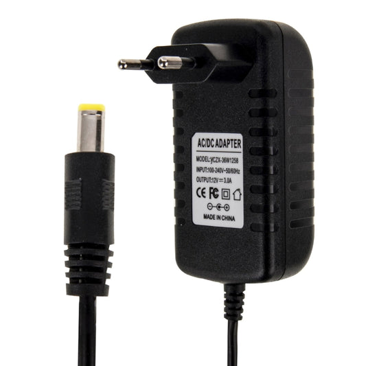 EU Plug AC 100-240V to DC 12V 3A Power Adapter, Tips: 5.5 x 2.1mm, Cable Length: about 1.2m(Black) - Consumer Electronics by buy2fix | Online Shopping UK | buy2fix