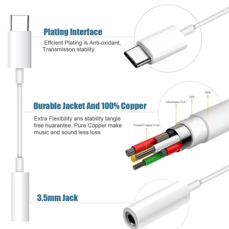 USB-C / Type-C Male to 3.5mm Female Audio Adapter Cable - Type-C Adapter by buy2fix | Online Shopping UK | buy2fix