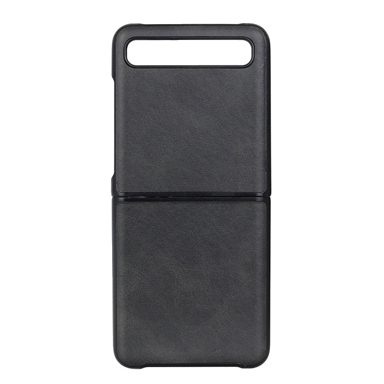 For Galaxy Z Flip Two-color Cow Leather Texture Folding Protective Case(Black) - Samsung Accessories by buy2fix | Online Shopping UK | buy2fix