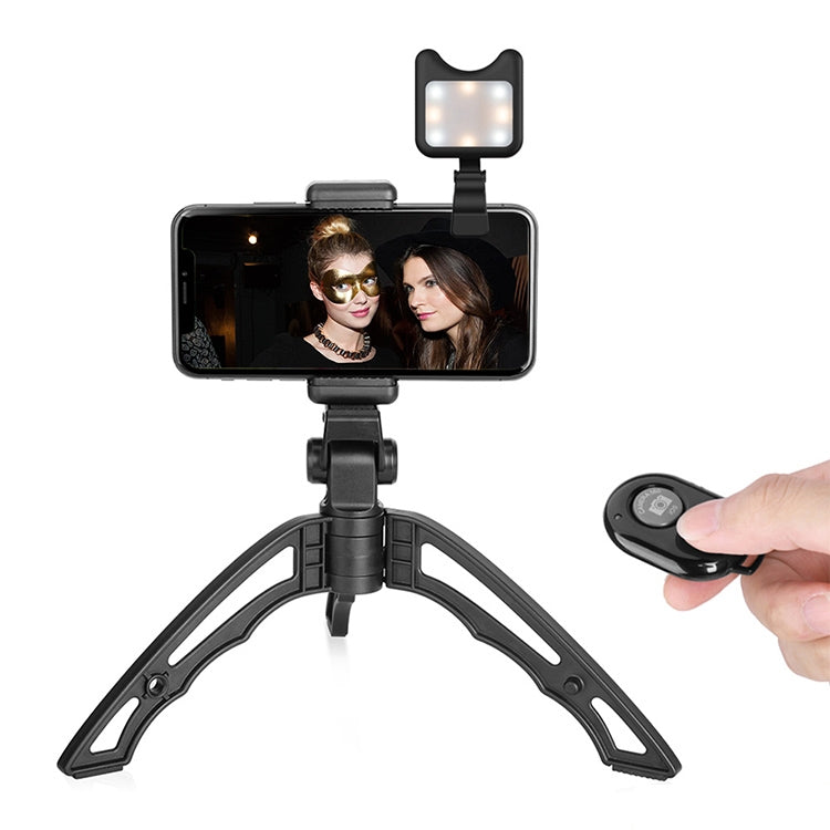 APEXEL Portable Handheld Lazy Live Broadcast Desktop Folding Universal Bluetooth Tripod Phone Holder with Flashlight - Stand by APEXEL | Online Shopping UK | buy2fix