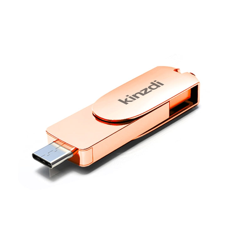 Kinzdi 256GB USB 3.0 + Type-C 3.0 Interface Metal Twister Flash Disk V11 (Rose Gold) - USB Flash Drives by Kinzdi | Online Shopping UK | buy2fix