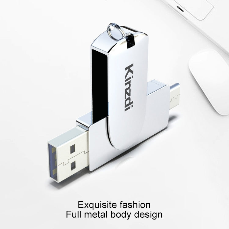 Kinzdi 32GB USB 3.0 + Type-C 3.0 Interface Metal Twister Flash Disk V11 (Silver) - USB Flash Drives by Kinzdi | Online Shopping UK | buy2fix