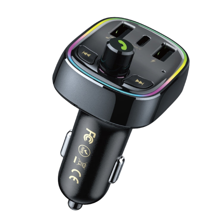 WK WP-C39 USB+USB-C/Type-C MP3 Bluetooth Car Fast Charger(Black) - In Car by WK | Online Shopping UK | buy2fix