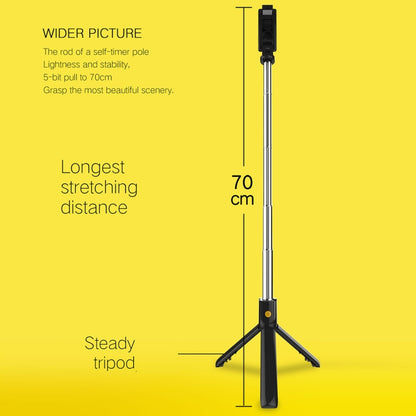 K07 Bluetooth 4.0 Mobile Phone Adjustable Bluetooth Selfie Stick Self-timer Pole Tripod (Black) - Consumer Electronics by buy2fix | Online Shopping UK | buy2fix