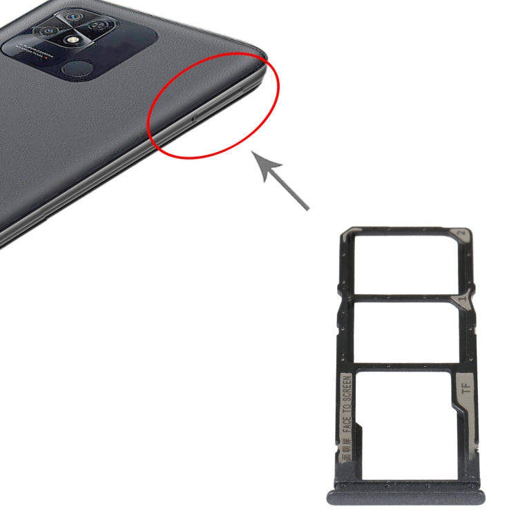 SIM Card Tray + SIM Card Tray + Micro SD Card Tray For Xiaomi Redmi 10 Power (Black) - Card Tray by buy2fix | Online Shopping UK | buy2fix