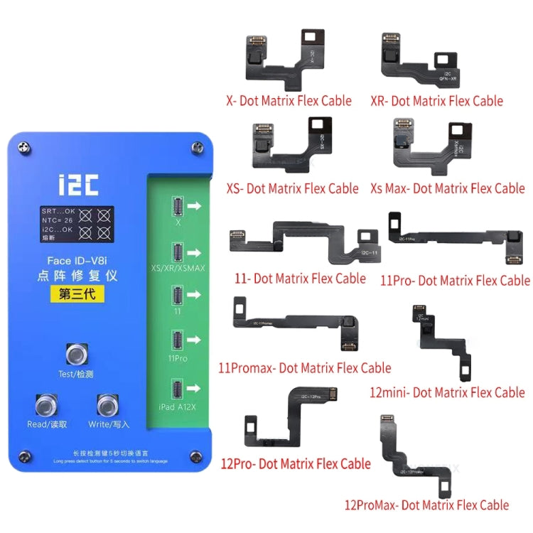 i2C IFace-V8i 3rd Face ID Dot Matrix Projection Repair Programmer With Flex Cable For iPhone X-12 Pro max - Repair Programmer by i2C | Online Shopping UK | buy2fix