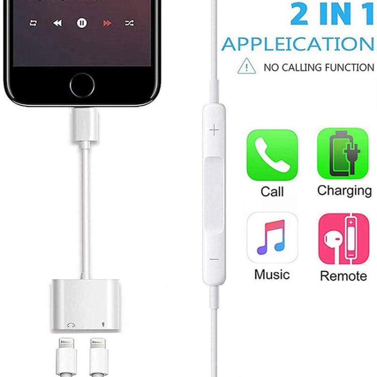ZS-S1802 2 in 1 8 Pin Male to 8 Pin Charging + 8 Pin Audio Female Connector Earphone Adapter, Support Calls & Wire Control, Compatible with All IOS System - Earphone Adapter by buy2fix | Online Shopping UK | buy2fix