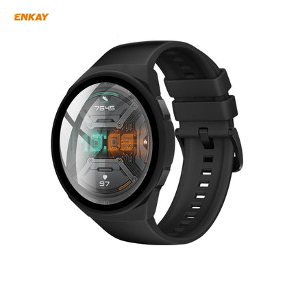 For Huawei Watch GT 2e 46mm ENKAY Hat-Prince ENK-AC8203 Full Coverage PC Frosted Case + 9H Tempered Glass Film(Black) - Watch Cases by ENKAY | Online Shopping UK | buy2fix