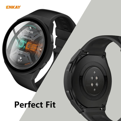 For Huawei Watch GT 2e 46mm ENKAY Hat-Prince ENK-AC8203 Full Coverage PC Frosted Case + 9H Tempered Glass Film(Green) - Watch Cases by ENKAY | Online Shopping UK | buy2fix