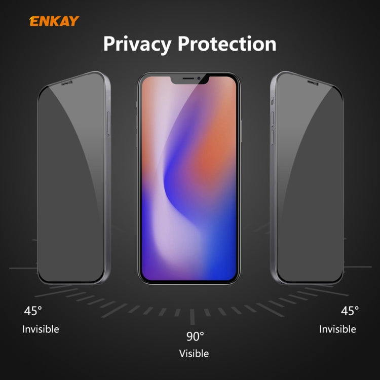 For iPhone 12 / 12 Pro 2pcs ENKAY Hat-Prince 0.26mm 9H 6D Privacy Anti-spy Full Screen Tempered Glass Film - iPhone 12 / 12 Pro Tempered Glass by ENKAY | Online Shopping UK | buy2fix