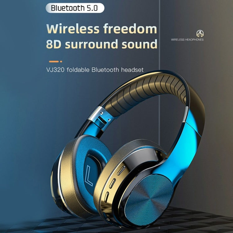 VJ320 Bluetooth 5.0 Head-mounted Foldable Wireless Headphones Support TF Card with Mic(Blue) - Headset & Headphone by buy2fix | Online Shopping UK | buy2fix