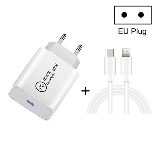 SDC-20W 2 in 1 PD 20W USB-C / Type-C Travel Charger + 3A PD3.0 USB-C / Type-C to 8 Pin Fast Charge Data Cable Set, Cable Length: 1m, EU Plug - Mobile Accessories by buy2fix | Online Shopping UK | buy2fix