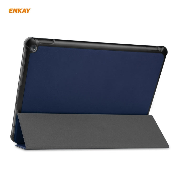 ENKAY PU Leather + Plastic Smart Case with Three-folding Holder for Amazon Fire HD 10 / 10 Plus (2021)(Dark Blue) - Amazon by ENKAY | Online Shopping UK | buy2fix