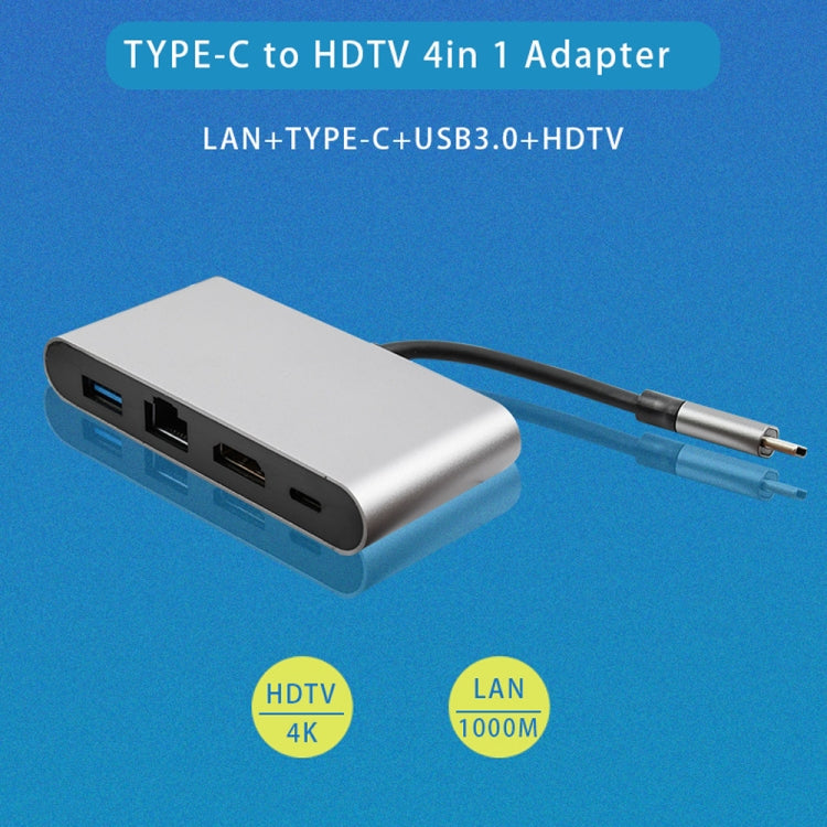 WS-07 Type-C 3.1 to RJ45 + HDMI + USB3.0 + PD 4-in-1 Converter Multifunctional Docking Station - Computer & Networking by buy2fix | Online Shopping UK | buy2fix