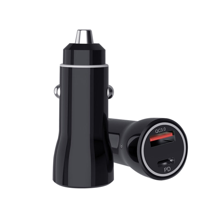 P21 PD 20W USB-C / Type-C + QC3.0 18W USB Fast Car Charger with USB to 8 Pin Data Cable Set(Black) - In Car by buy2fix | Online Shopping UK | buy2fix