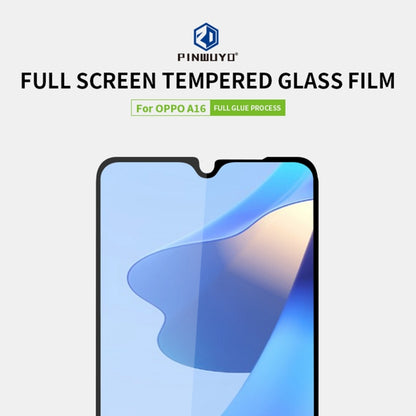 For OPPO A16 PINWUYO 9H 2.5D Full Screen Tempered Glass Film(Black) - OPPO Tempered Glass by PINWUYO | Online Shopping UK | buy2fix