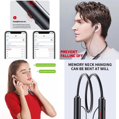 960 Neckband Magnetic Stereo Headphone with LED Display Support TF Card(Red) - Neck-mounted Earphone by buy2fix | Online Shopping UK | buy2fix