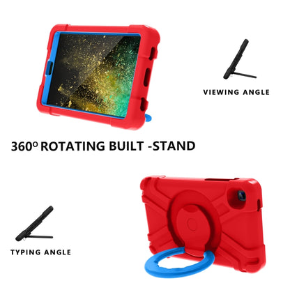 For Galaxy Tab A7 Lite T220/T225 PC + Silicone Shockproof Combination Case with 360 Degree Rotating Holder & Handle(Red+Blue) - Tab A7 Lite T220 / T225 by buy2fix | Online Shopping UK | buy2fix