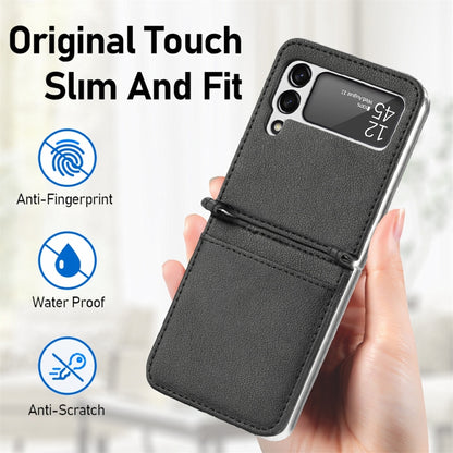For Samsung Galaxy Z Flip3 5G Litchi Pattern Folding Leather Shockproof Card All-inclusive Case(Black) - Samsung Accessories by buy2fix | Online Shopping UK | buy2fix