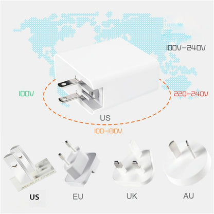 A6 65W QC 3.0 USB + PD USB-C / Type-C Dual Fast Charging Laptop Adapter + 1m USB-C / Type-C to USB-C / Type-C Data Cable Set for MacBook Series, US Plug + EU Plug + UK Plug - Cable & Adapter by buy2fix | Online Shopping UK | buy2fix