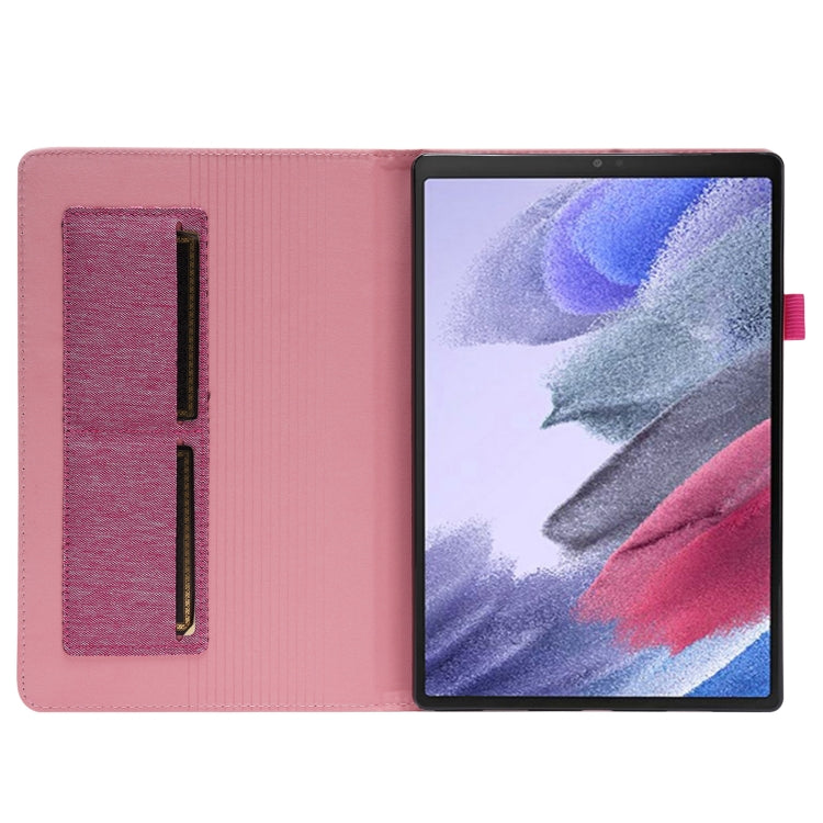 For Samsung Galaxy Tab A8 10.5 2021 Horizontal Flip Fabric PU Leather Tablet Case with Card Slots & Holder(Rose Red) - Samsung Accessories by buy2fix | Online Shopping UK | buy2fix