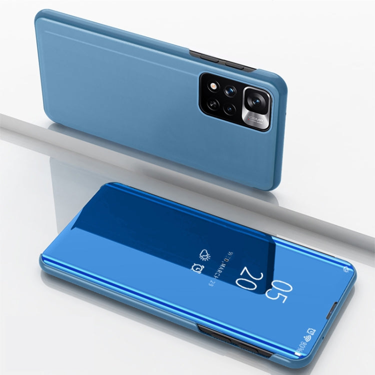 For Xiaomi Redmi Note 11 Pro Plated Mirror Kickstand Flip Leather Phone Case (Blue) - Xiaomi Accessories by buy2fix | Online Shopping UK | buy2fix