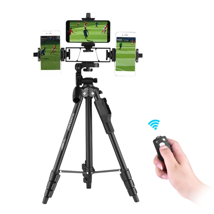 YUNTENG VCT-6808 Multi-Phone Bracket Tripod Mount with Ball Head and Remote Control - Camera Accessories by buy2fix | Online Shopping UK | buy2fix