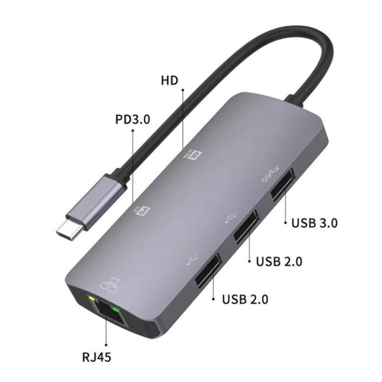 UC910 6-in-1 Type-C to HD+PD3.0+RJ45+USB3.0+USB2.0 x 2 Hub Adapter - Computer & Networking by buy2fix | Online Shopping UK | buy2fix