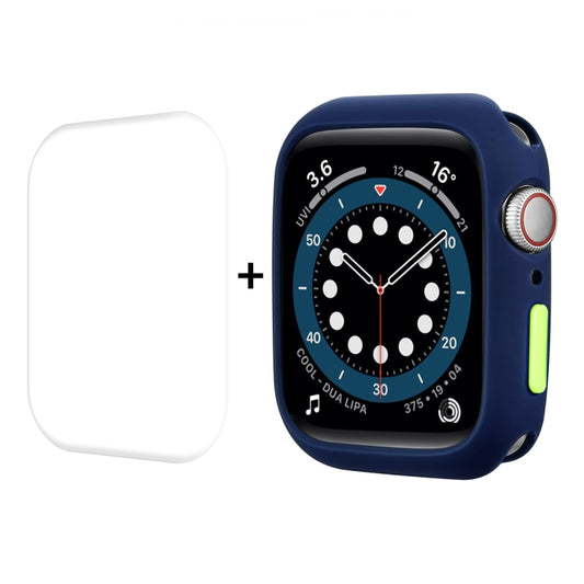 ENKAY  TPU Case  + Full Coverage PET Screen Protector For Apple Watch Series 8 / 7 41mm(Dark Blue) - Watch Cases by ENKAY | Online Shopping UK | buy2fix