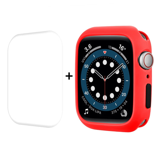 ENKAY  TPU Case  + Full Coverage PET Screen Protector For Apple Watch Series 8 / 7 41mm(Red) - Watch Cases by ENKAY | Online Shopping UK | buy2fix