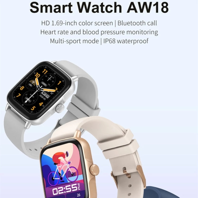 AW18 1.69inch Color Screen Smart Watch, Support Bluetooth Call / Heart Rate Monitoring(Coffee) - Smart Wear by buy2fix | Online Shopping UK | buy2fix