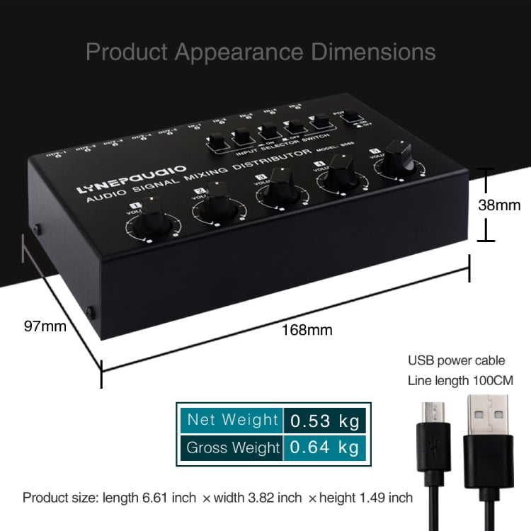 5 In 5 Out Audio Signal Selector Sound Mixing Distribute Device Input Independent Switch - Consumer Electronics by buy2fix | Online Shopping UK | buy2fix