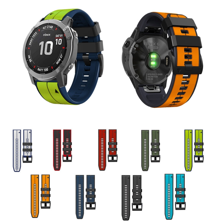 For Garmin Fenix 5X Plus 26mm Silicone Sports Two-Color Watch Band(Amygreen+Black) - Watch Bands by buy2fix | Online Shopping UK | buy2fix