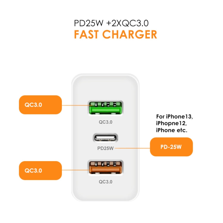 45W PD3.0 + 2 x QC3.0 USB Multi Port Charger with Type-C to Type-C Cable, US Plug(Black) - Mobile Accessories by buy2fix | Online Shopping UK | buy2fix