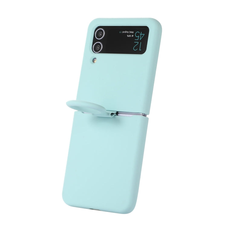 For Samsung Galaxy Flip 3 Silicone Integrated Ring Buckle Phone Case(Sky Blue) - Samsung Accessories by buy2fix | Online Shopping UK | buy2fix
