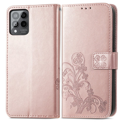 For T-Mobile Revvl 6 Pro 5G Four-leaf Clasp Embossed Buckle Leather Phone Case(Rose Gold) - More Brand by buy2fix | Online Shopping UK | buy2fix