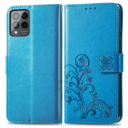 For T-Mobile Revvl 6 Pro 5G Four-leaf Clasp Embossed Buckle Leather Phone Case(Blue) - More Brand by buy2fix | Online Shopping UK | buy2fix