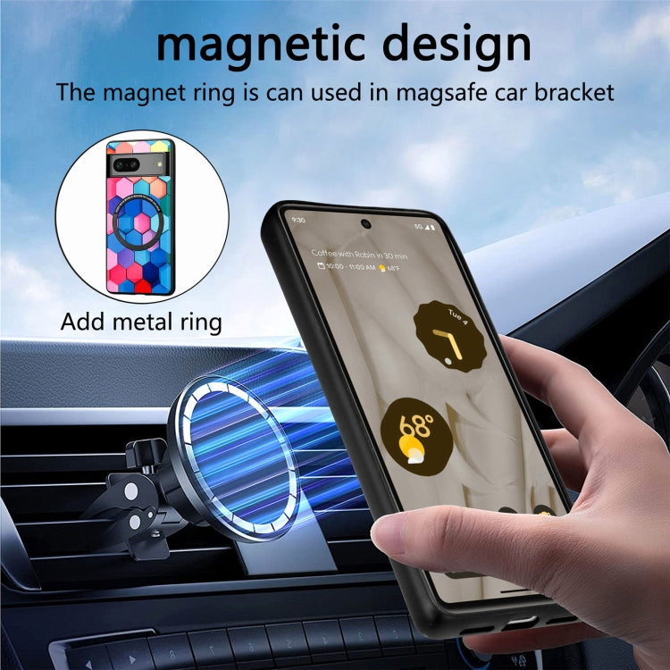 For Google Pixel 7 Colored Drawing Leather Back Cover Magsafe Phone Case(Rhombus Mandala) - Google Cases by buy2fix | Online Shopping UK | buy2fix