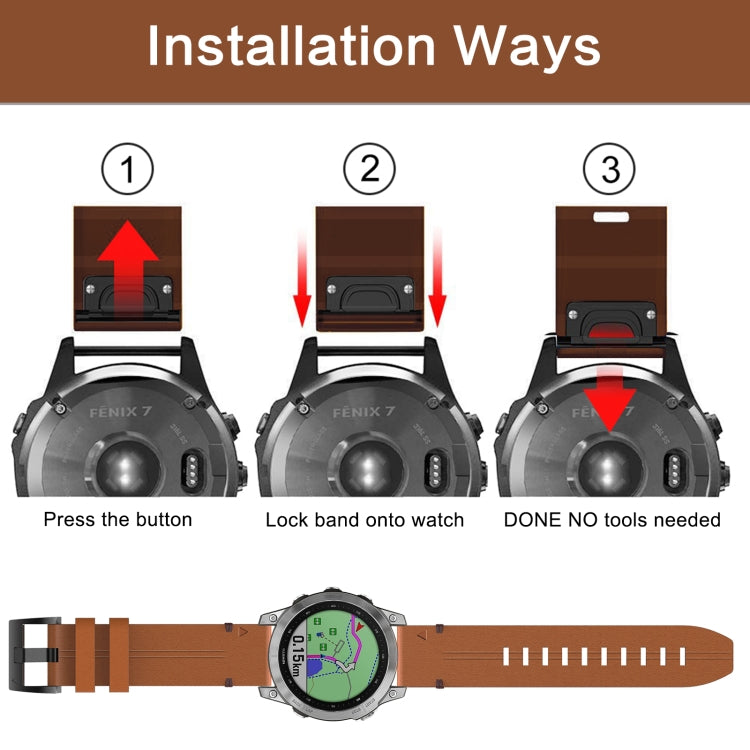 For Garmin Fenix 6S 20mm Leather Steel Buckle Watch Band(Brown) - Watch Bands by buy2fix | Online Shopping UK | buy2fix