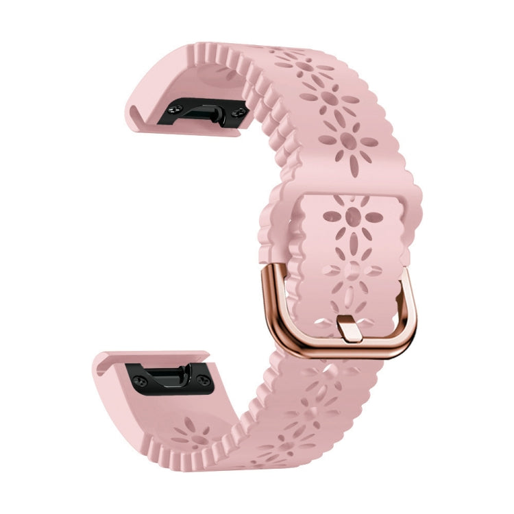 For Garmin Fenix 5S Plus 20mm Lady's Silicone Watch Band With Lace Punch(Pink) - Watch Bands by buy2fix | Online Shopping UK | buy2fix