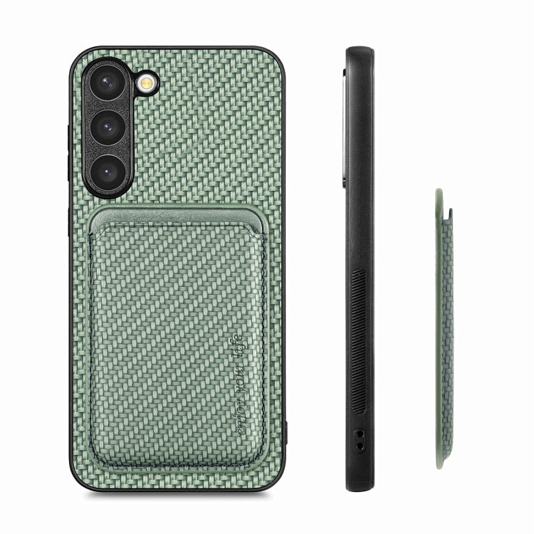For Samsung Galaxy S23 5G Carbon Fiber Leather Card Magsafe Case(Green) - Galaxy S23 5G Cases by buy2fix | Online Shopping UK | buy2fix